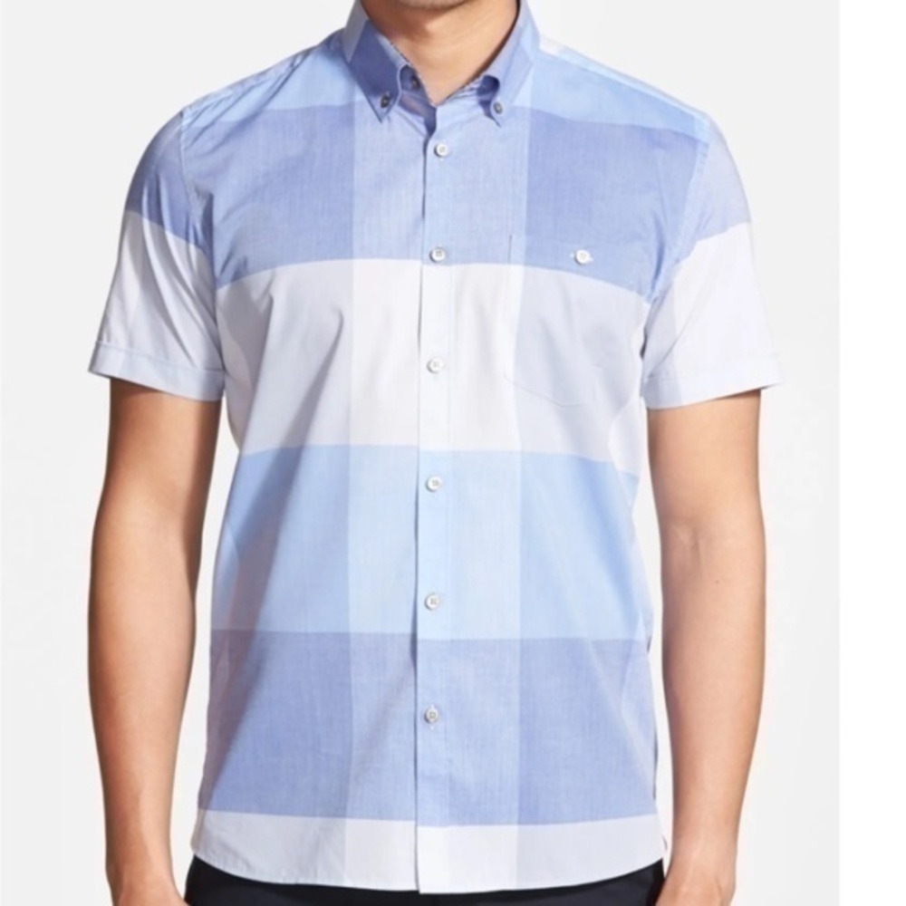 Ted Baker Shamdog Extra Trim Blue Sport Button-Down Slim Fit Shirt
